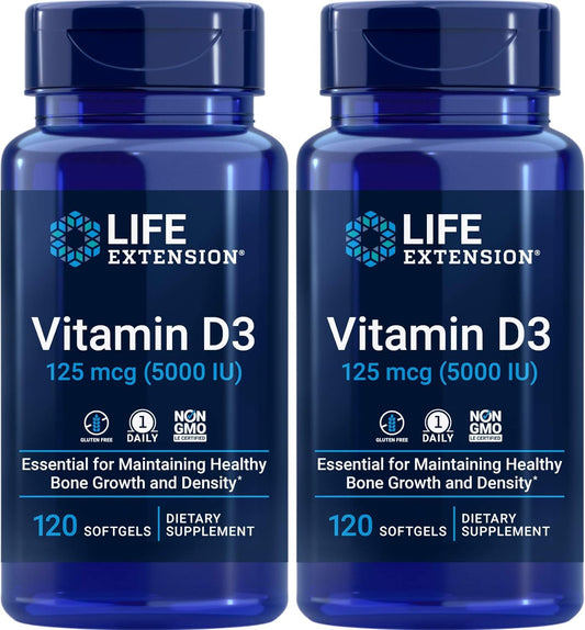 Life Extension Vitamina D3 5000 UI, 120 cápsulas blandas (paquete d...