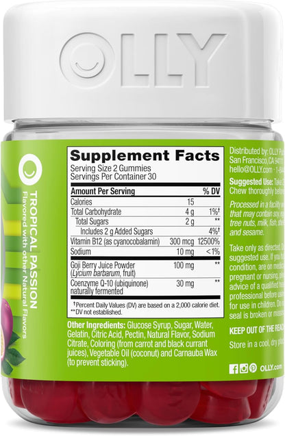 OLLY Daily Energy - Gomitas sin cafeína, vitamina B12, CoQ10, bayas...
