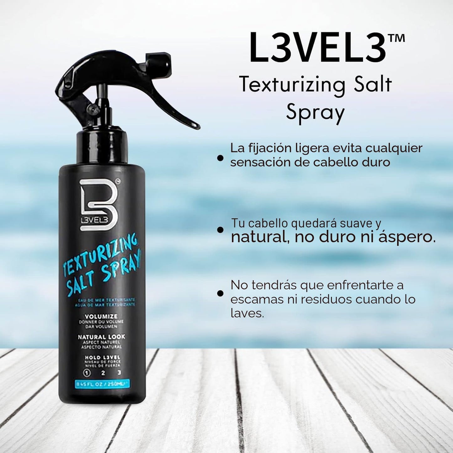 L3 Spray texturizante de sal marina de nivel 3, crea ondas playeras...