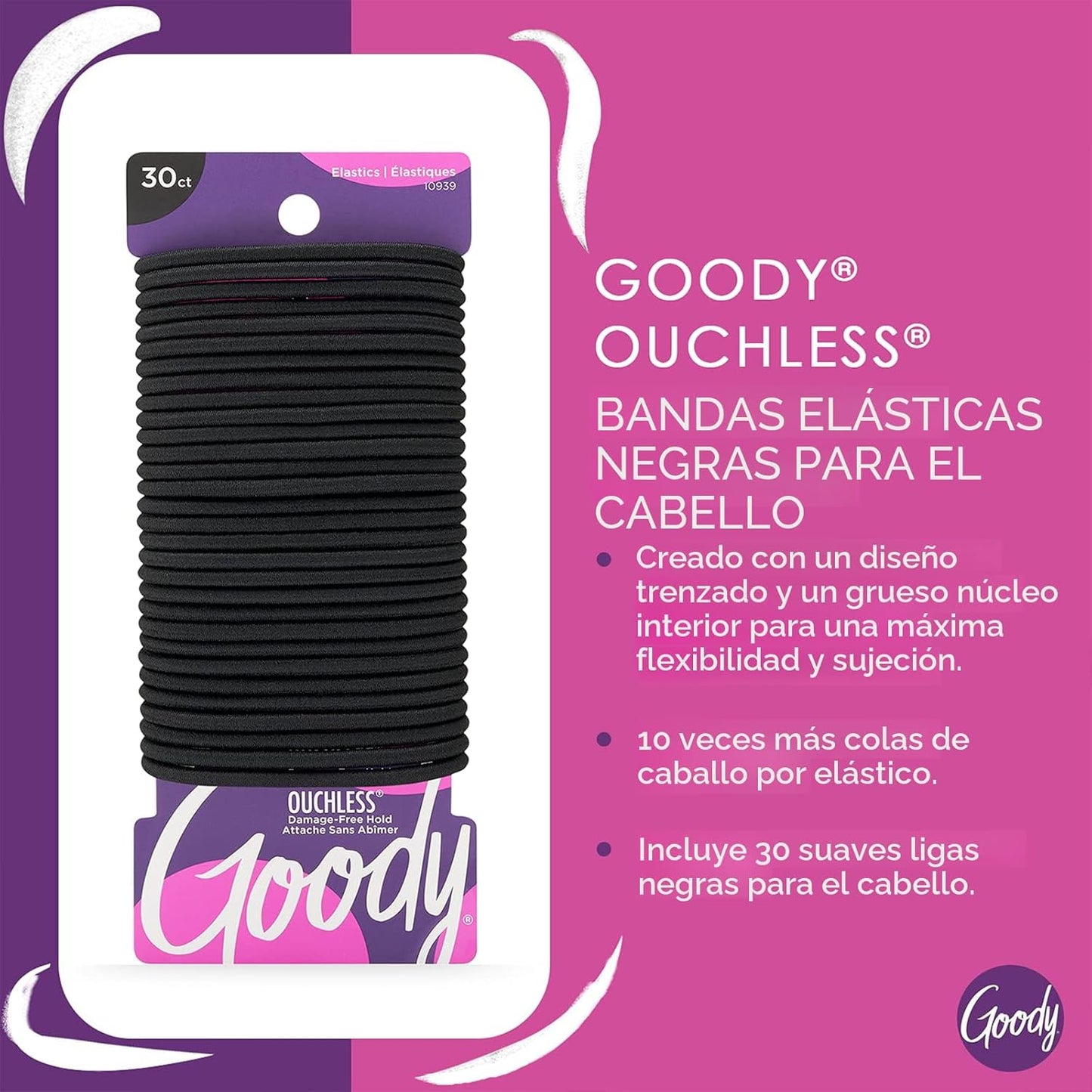 Goody Ouchless - Bandas elásticas para el cabello, sin tirones, sin...