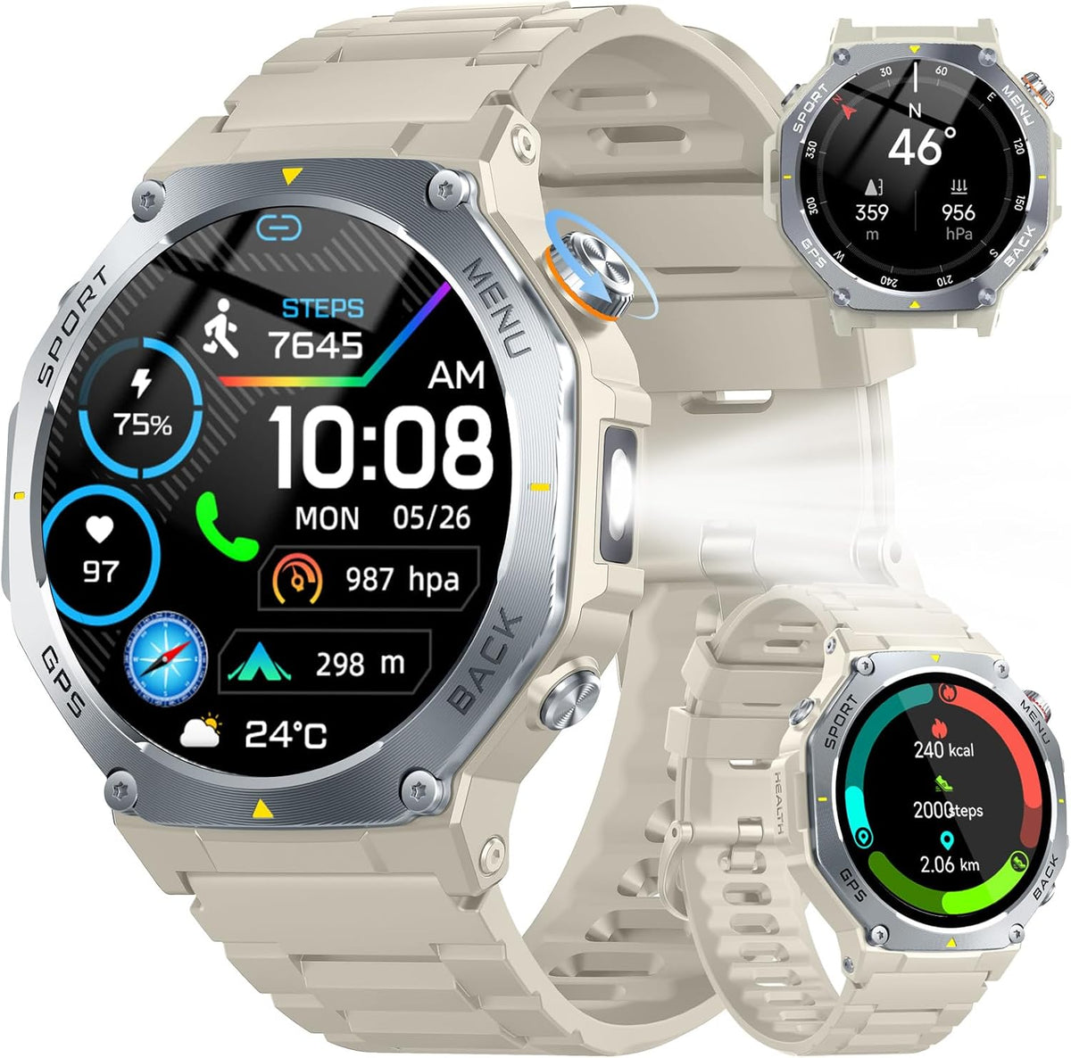 Reloj inteligente para hombre, 1.43" AMOLED Militar Smart Watch...