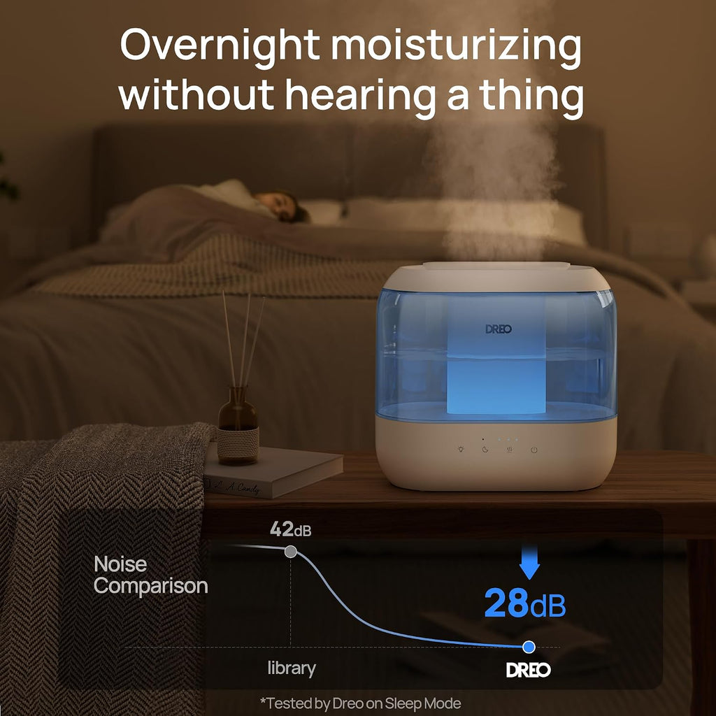 DREO Humidificadores de 4L para dormitorio, tiempo de ejecución de...