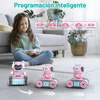 ALLCELE Robot de juguete LED RC para niñas con Walkie Talkie, progr...