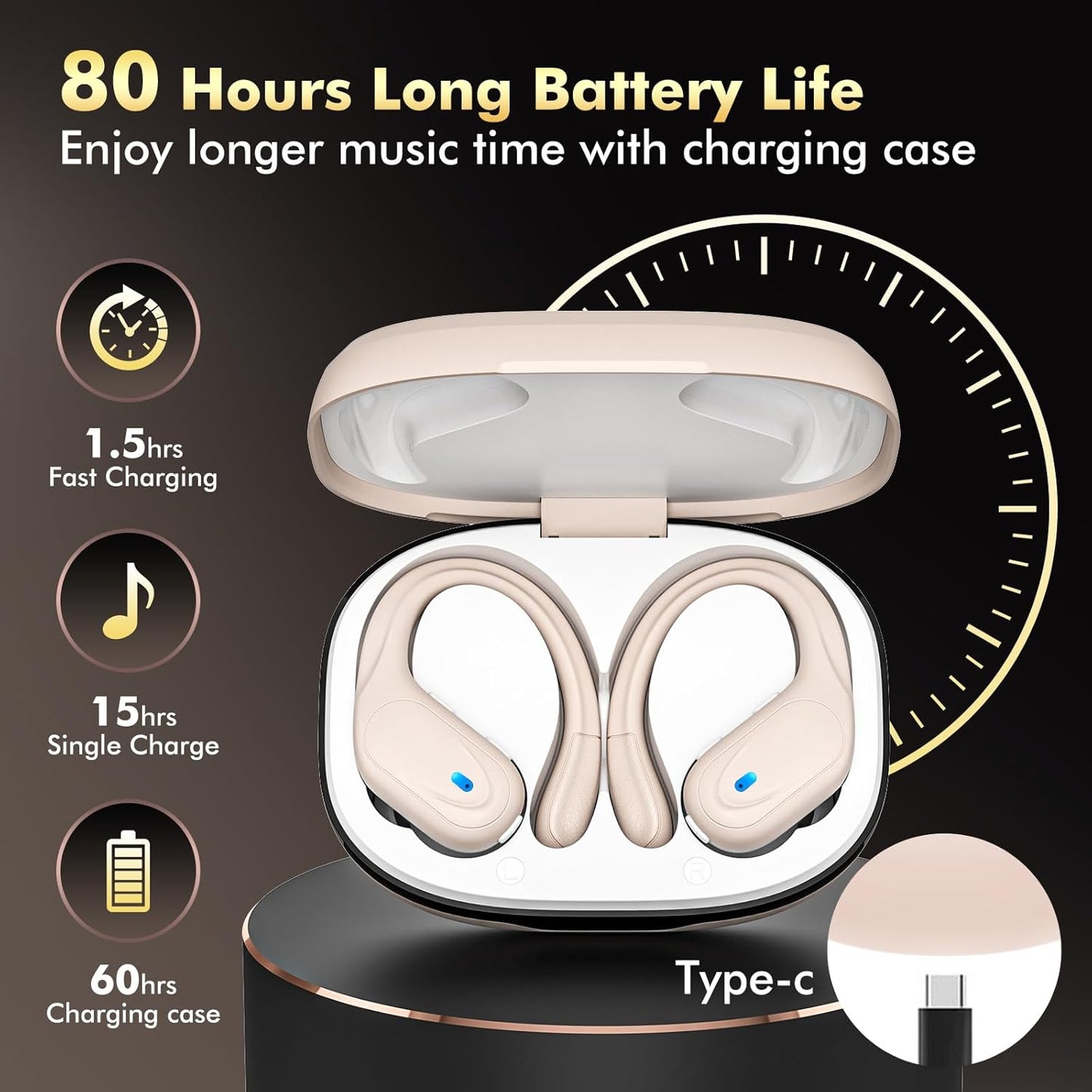 HAOYUYAN Auriculares inalámbricos, auriculares Bluetooth deportivos...