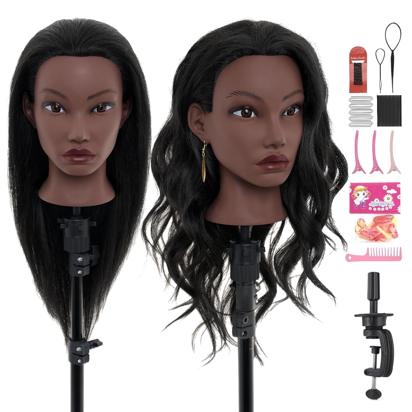 Cabeza de maniquí de 20 pulgadas de cabello humano, cabeza de maniq...