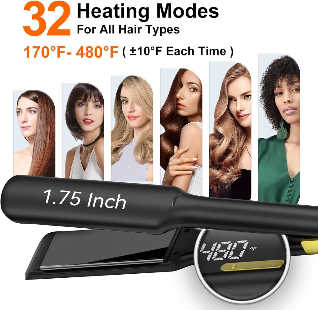 UKLISS MCH - Plancha de pelo 2 en 1, placas de 1.75 pulgadas de anc...