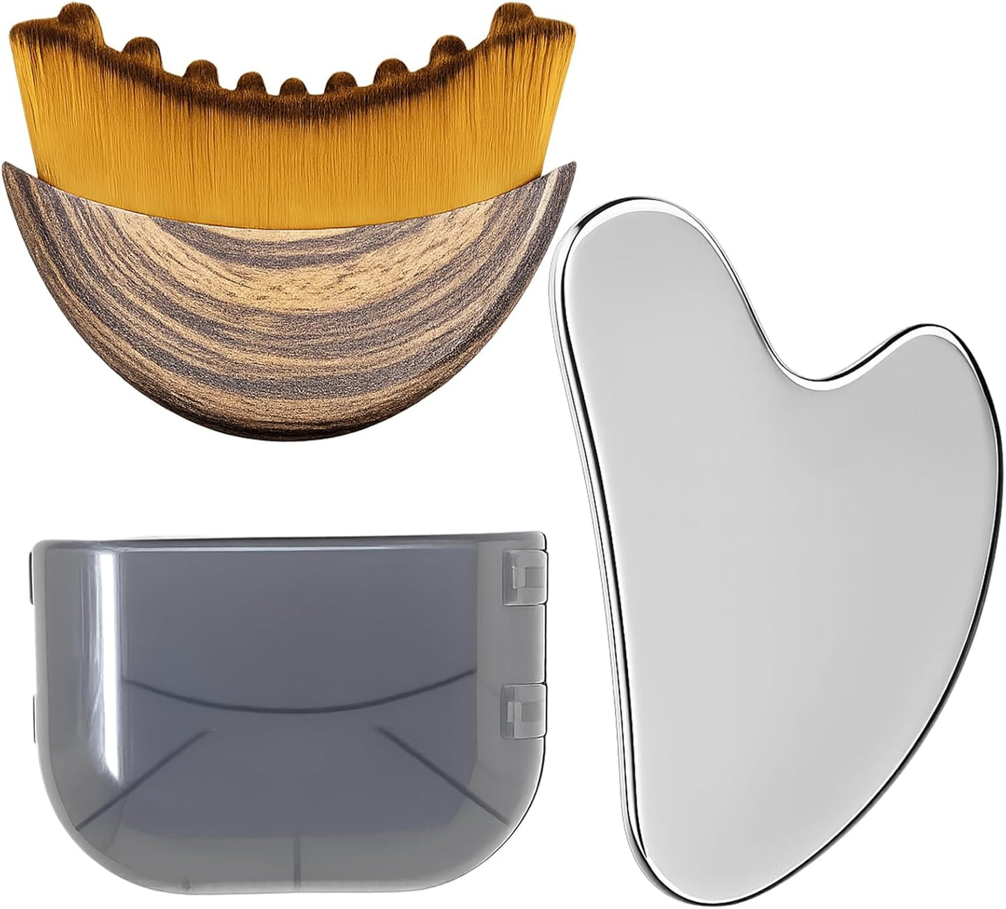 Herramienta Gua Sha de acero inoxidable y cepillo facial de drenaje...