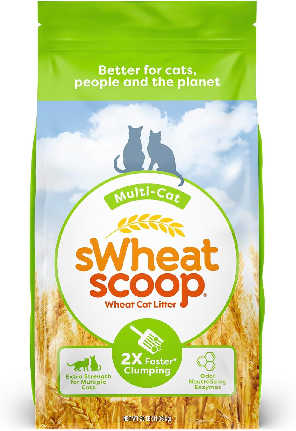 Arena absorbente para gatos sWheat Scoop Multi-cat, todo natural
