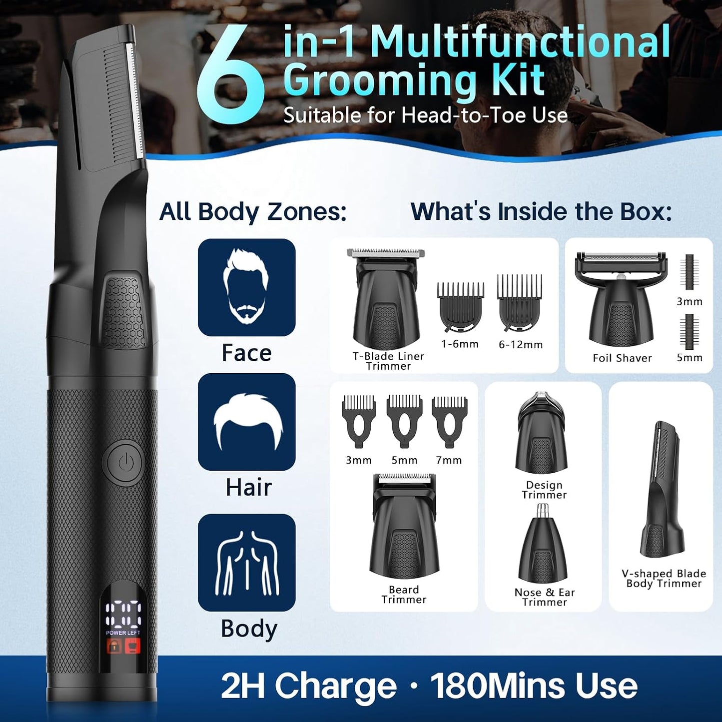 Manscape - Recortadora de cuerpo y barba para hombres, kit de aseo...