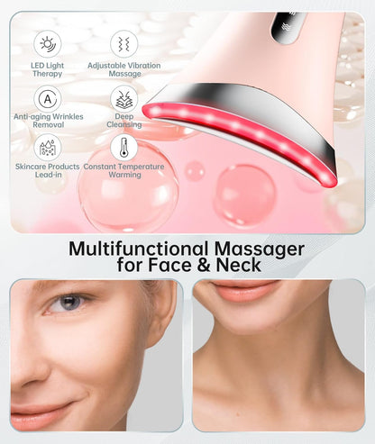Dopsikn Masajeador facial de terapia de luz de 7 colores con vibrac...