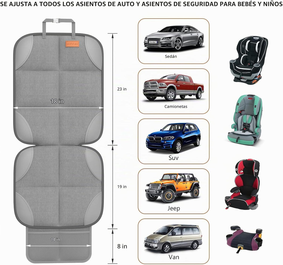 Smart ELF Paquete de 2 protectores de asiento de automóvil, tela 60...