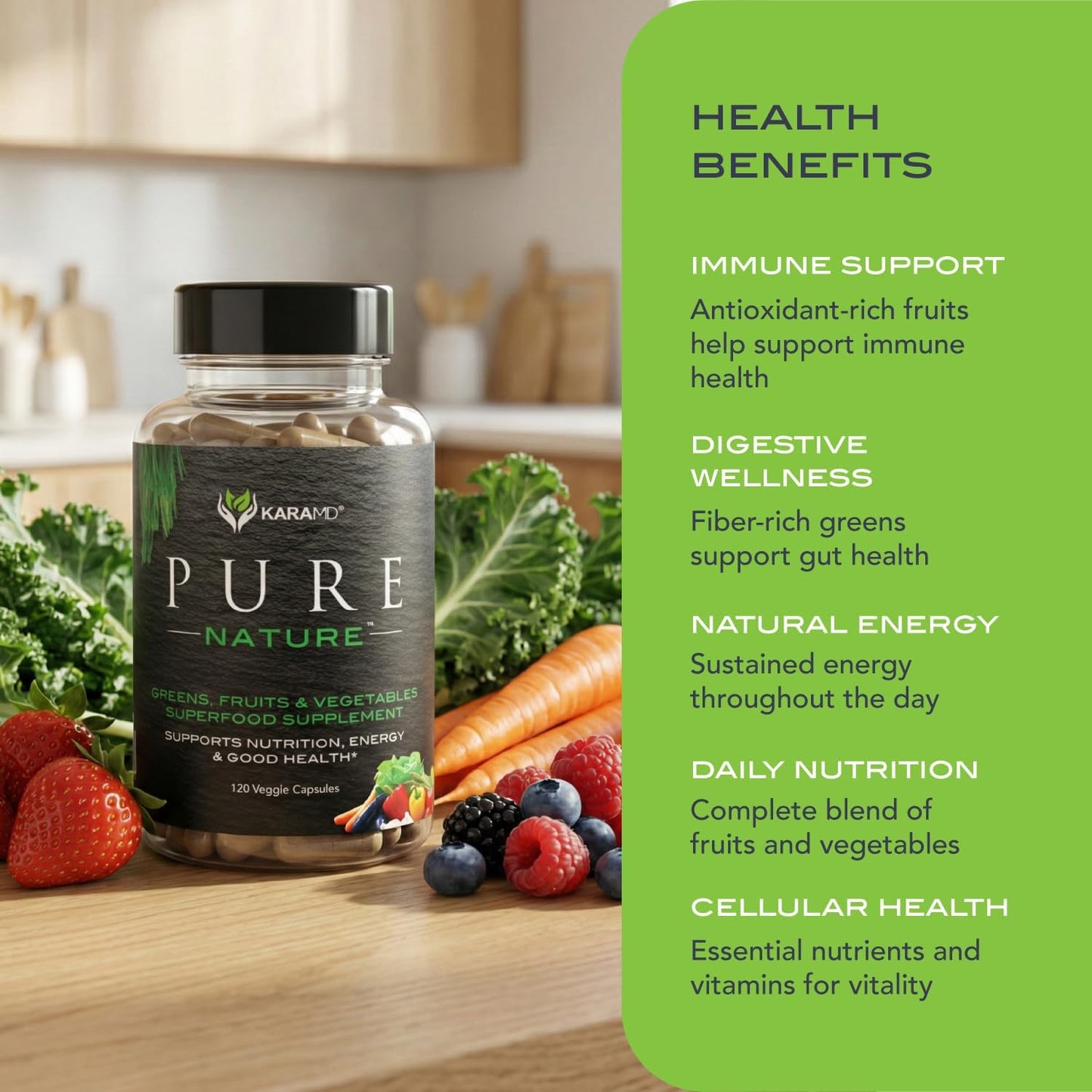 KaraMD Pure Nature | Suplemento de verduras, frutas y vegetales | V...