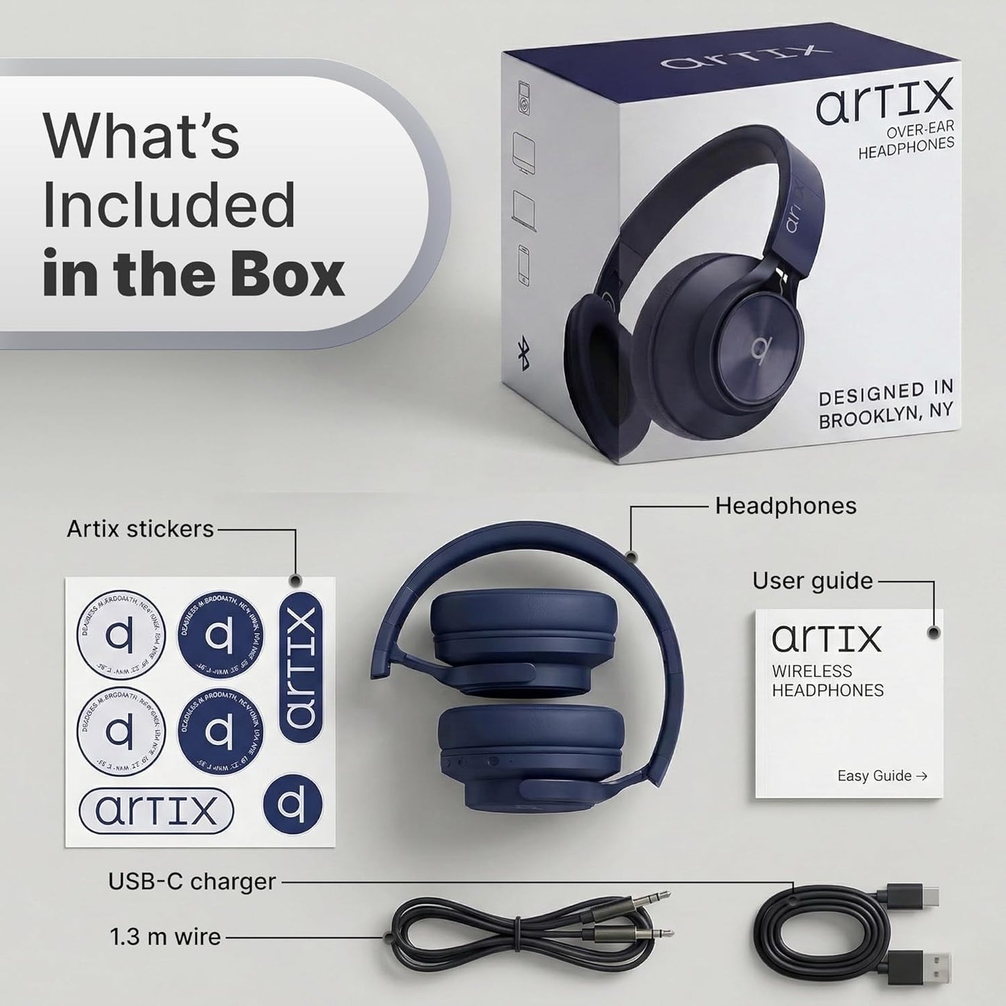 ARTIX CL750 Wireless Headphones Over Ear, 40 Hours Playtime and 3 E...