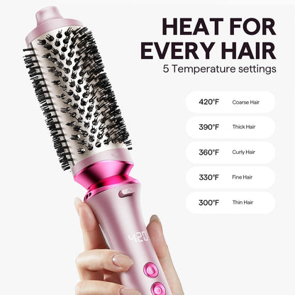 Set de cepillo térmico iónico Wavytalk Heatwave Pro, cepillo redondo caliente de 3 tamaños para cabello corto a largo, iones negativos bilaterales para un peinado sin encrespamiento y brillante, rosa
