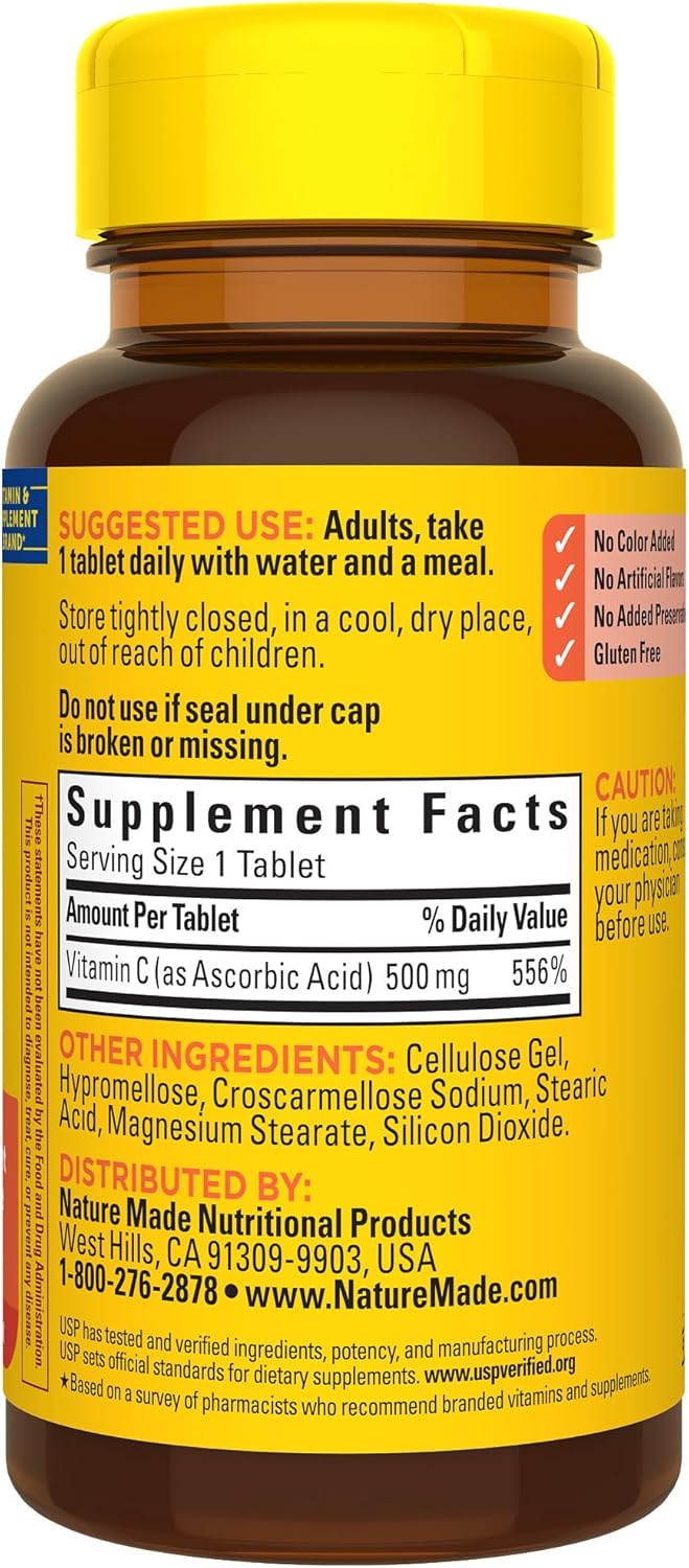 Nature Made Vitamina C 500 mg, suplemento dietético para apoyo inmu...