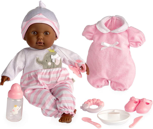 JC Toys Muñeca bebé afroamericana realista de cuerpo suave de 15 pu...