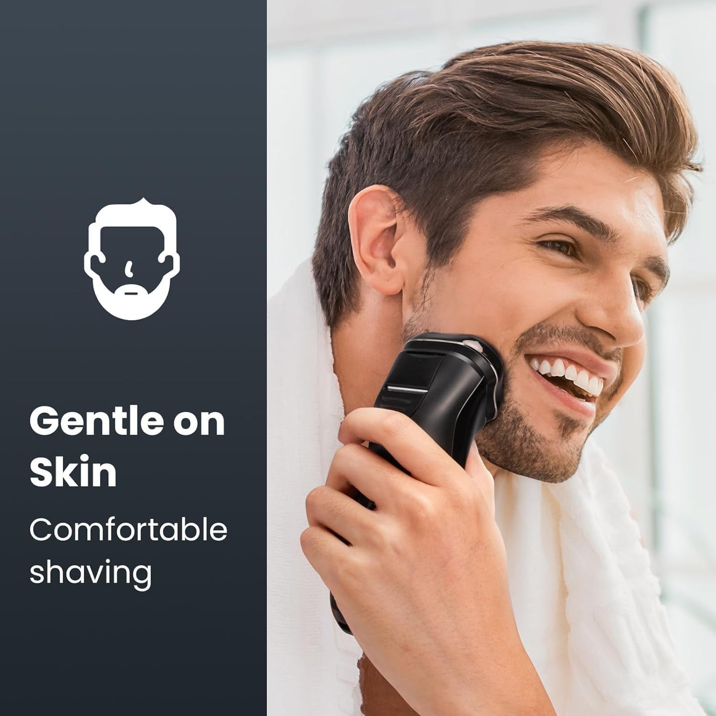 Maquinilla de afeitar eléctrica para hombres inalámbrica: afeitadora giratoria húmeda y seca impermeable - Carga rápida USB y cuidado de la piel sensible - Recortadora desplegable y cuchillas de