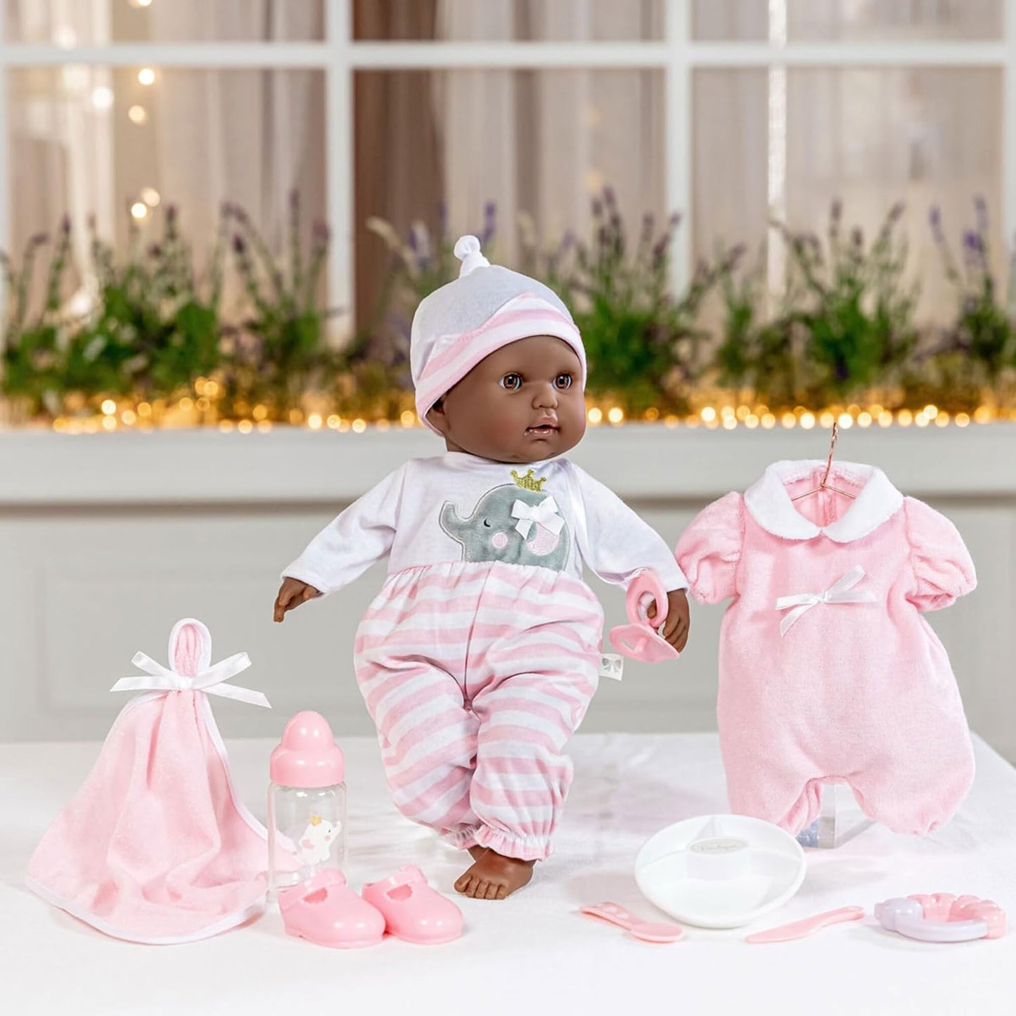 JC Toys Muñeca bebé afroamericana realista de cuerpo suave de 15 pu...
