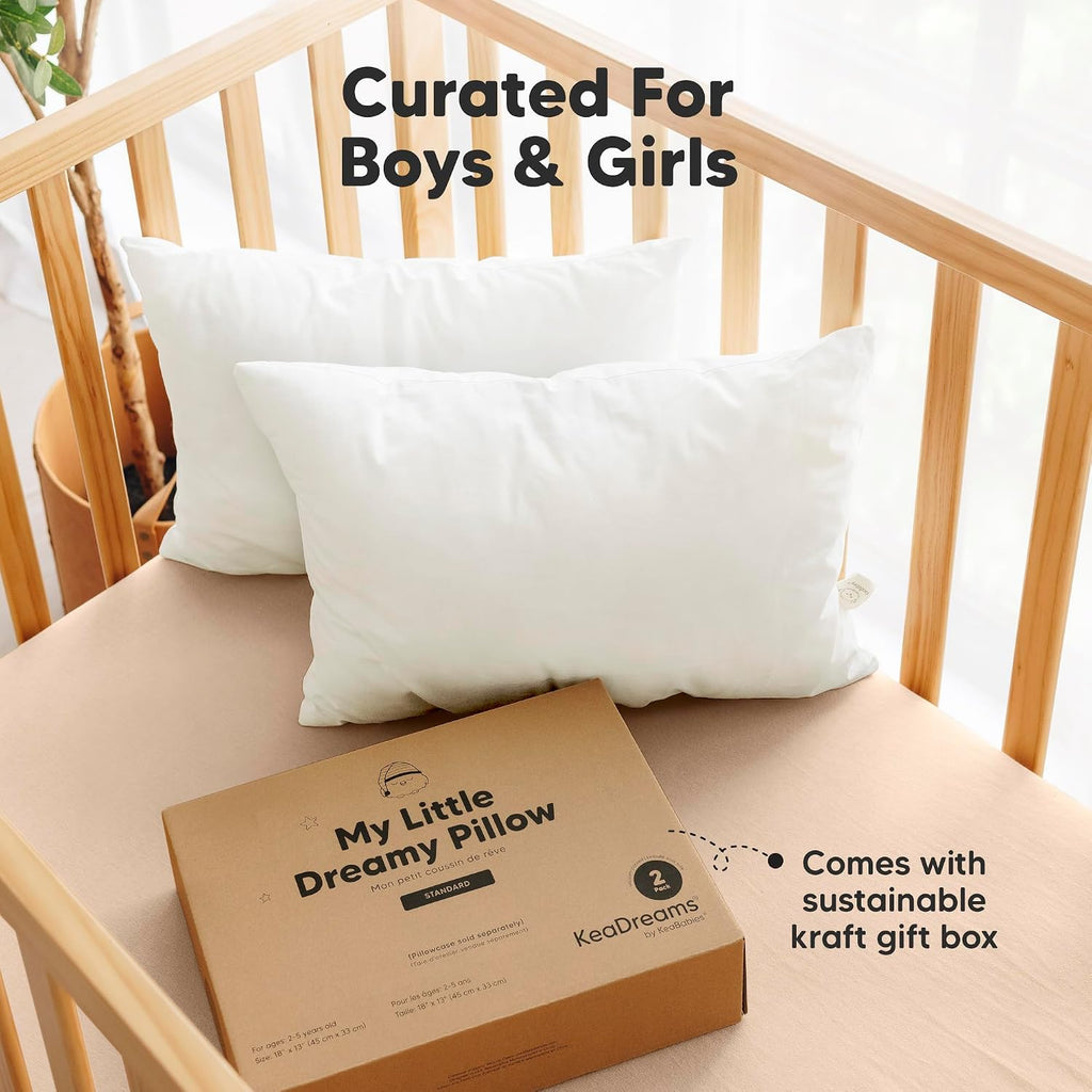 KeaBabies Paquete de 2 almohadas para niños de 2 años a 5,13 x 18 p...