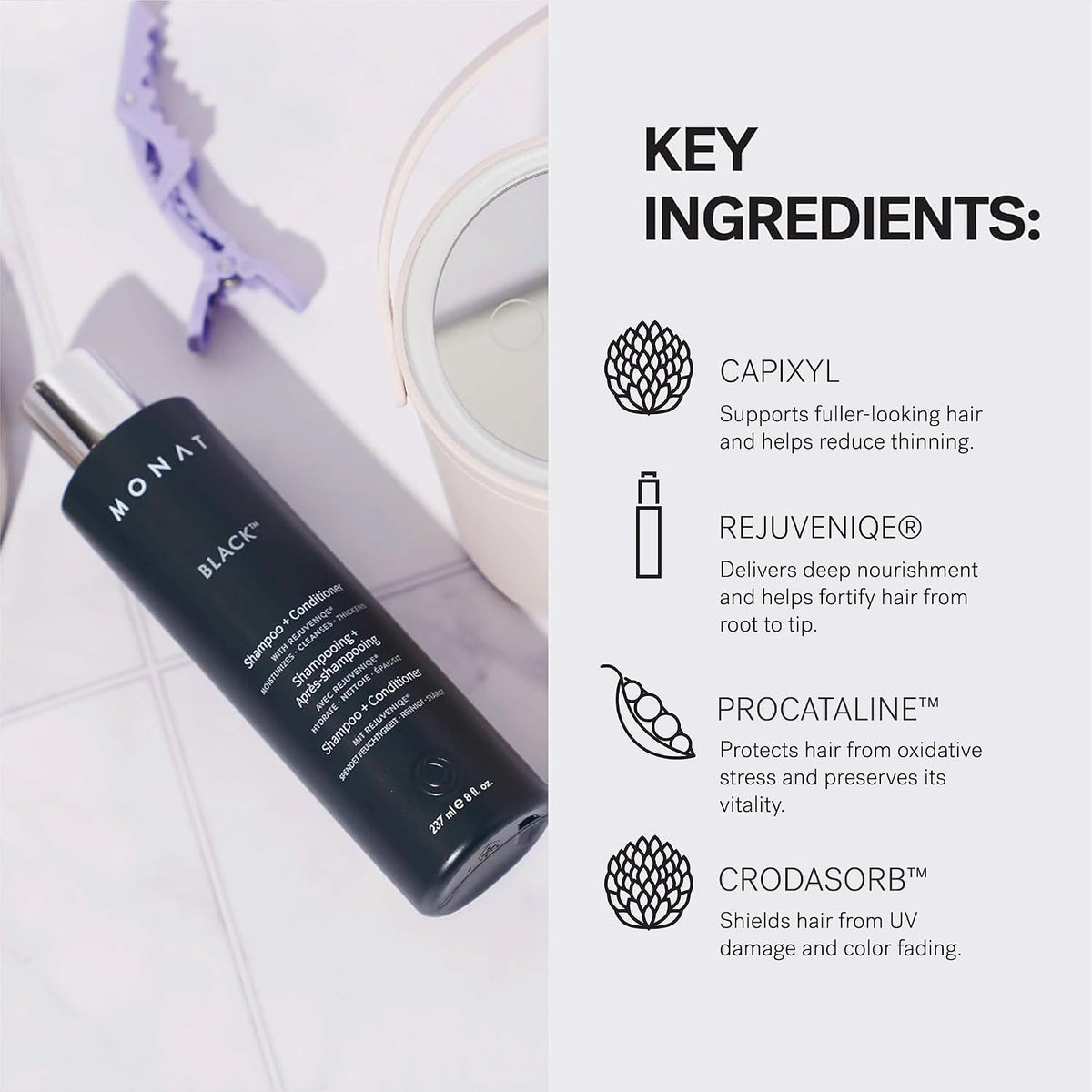 MONAT Black Shampoo + Conditioner \u2013 Fórmula 2 En 1 Para Cuidad...