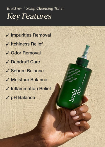 Tónico Limpiador de Cuero Cabelludo Bephor con Vinagre de Sidra de Manzana para Cabello Trenzado, Exfoliante Hidratante para el Cuero Cabelludo Sin Enjuague, 6.76 Fl Oz