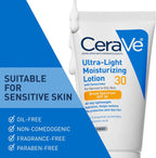 CeraVe Loción hidratante ultraligera SPF 30, protector solar para c...