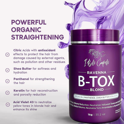 I Belli Capelli Ravenna - Kit de alisado de cabello rubio B-tox y m...