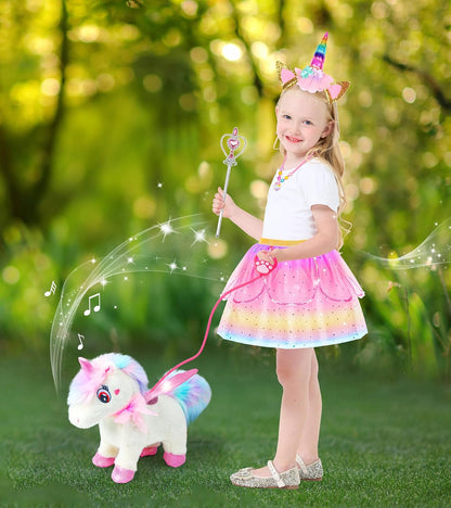 Juguetes de unicornio para niñas de 4 a 6 años, regalos de unicornio, juguete interactivo que camina, habla, canta, peluche de unicornio con control remoto para el cuidado de mascotas