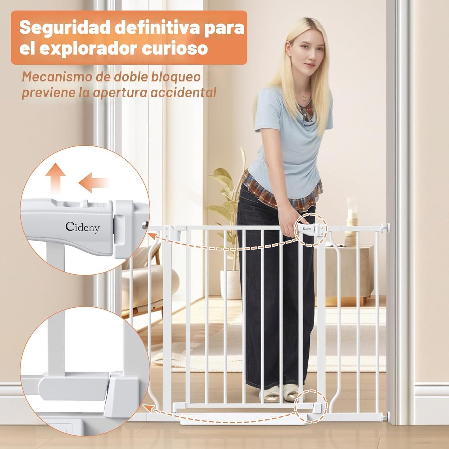 Cideny Puerta para bebé sin taladrar, puerta para perros de 29 a 40...
