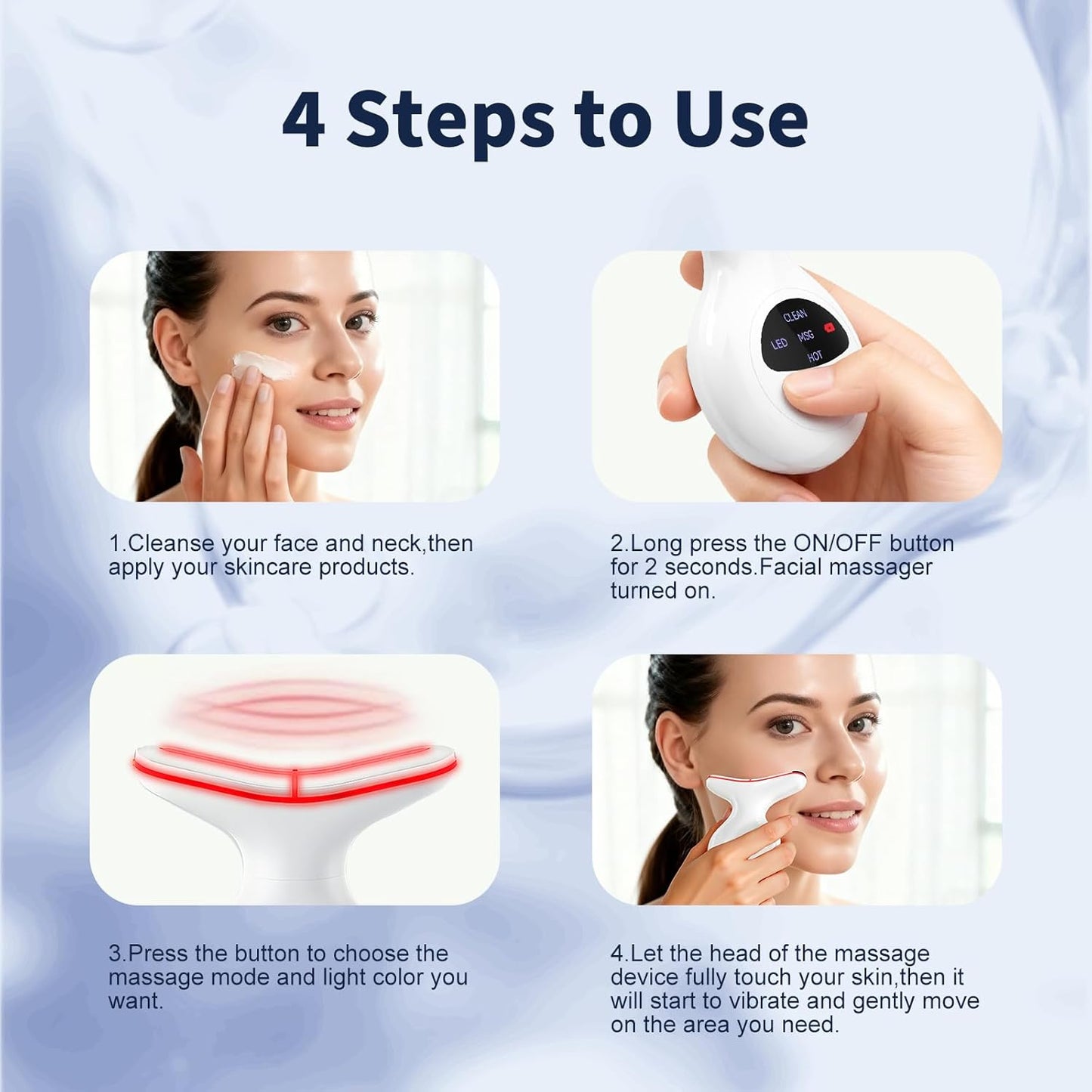 Terapia de luz roja para cara, masajeador facial multifuncional con...