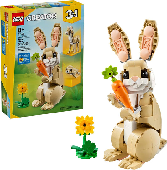 LEGO Creator 3 en 1 Juguetes Lindo Conejo - Juego de Construcción con 3 Opciones de Construcción, Conejo, Foca o Llama - Figuras de Animales para Niños, Niñas y Niños, Edades 8+ - Idea de Regalo para