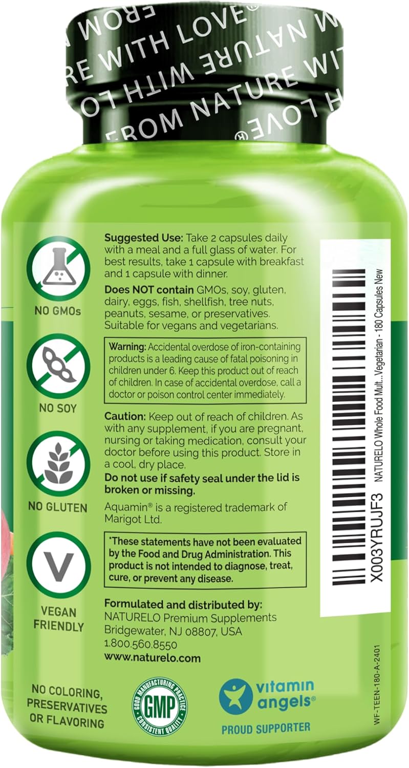 NATURELO Multivitaminas para Adolescentes Niñas\/Niños, 180 Cápsula...