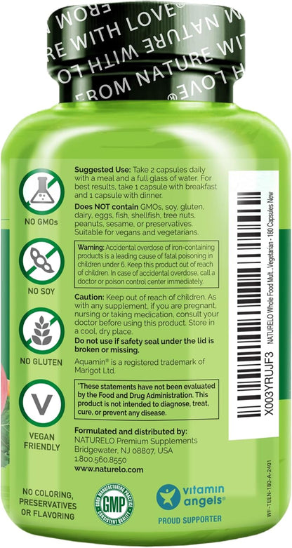 NATURELO Multivitaminas para Adolescentes Niñas\/Niños, 180 Cápsula...