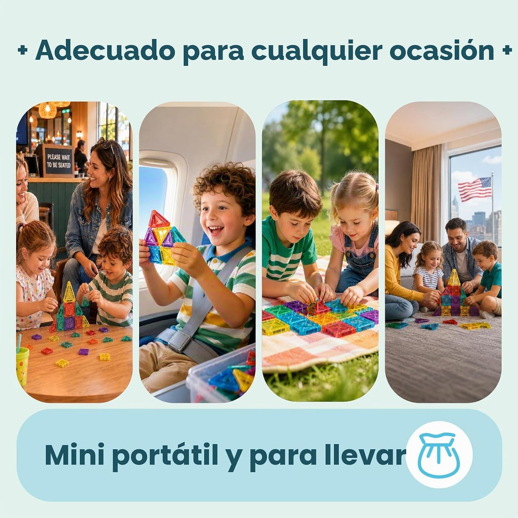 Mini azulejos magnéticos para niños, juego de construcción de viaje...