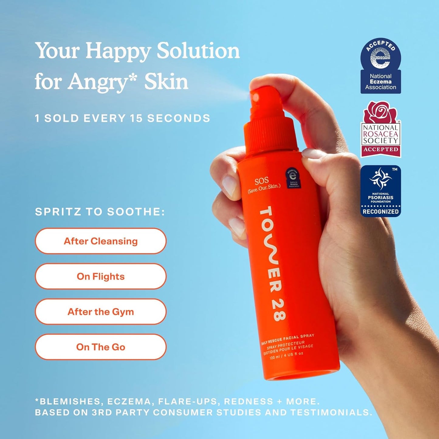 Tower 28 Beauty SOS Daily Rescue Facial Spray Jumbo Refill 16 oz \/...