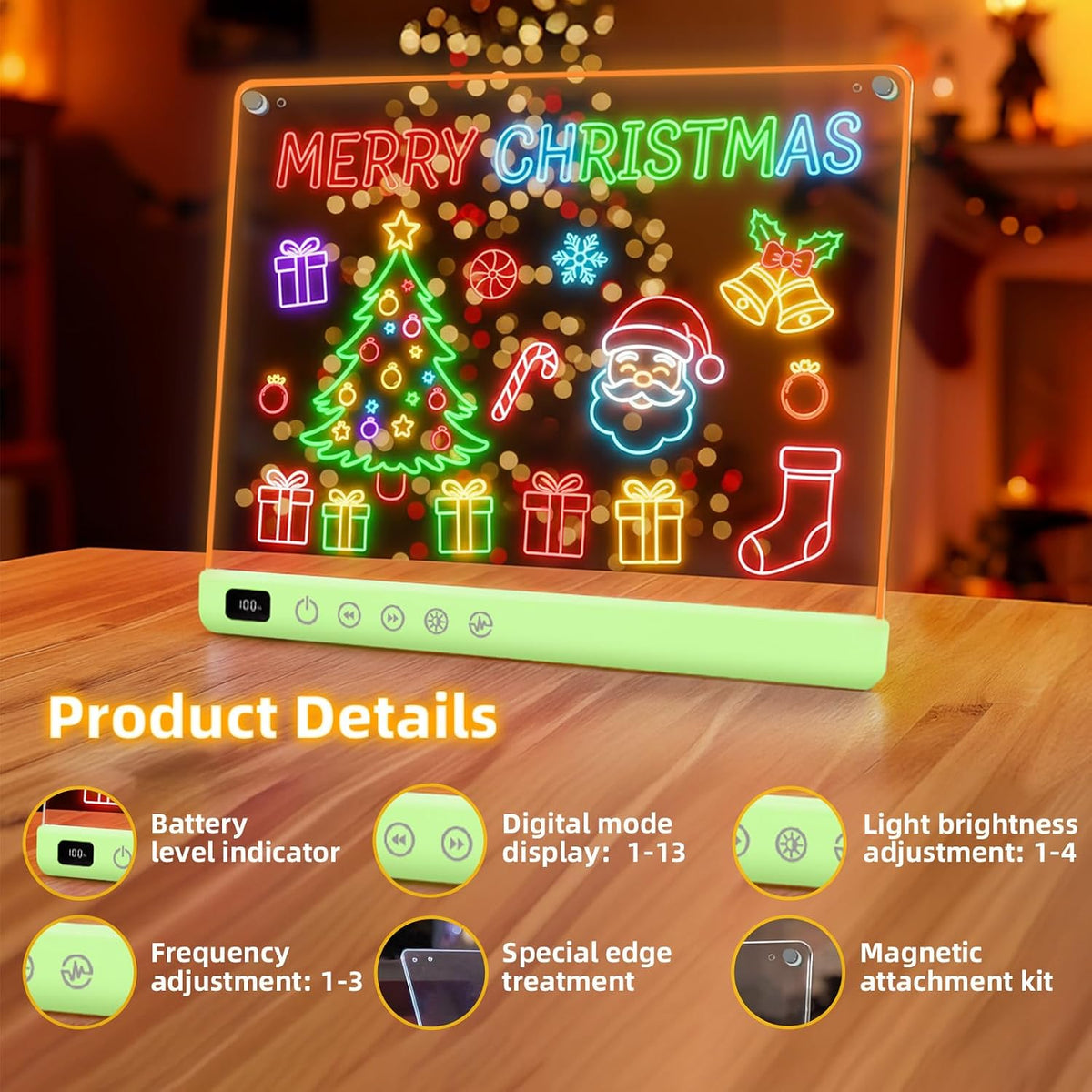 Lumiboard Tablero de dibujo LED con 13 efectos de luz, tablero de n...