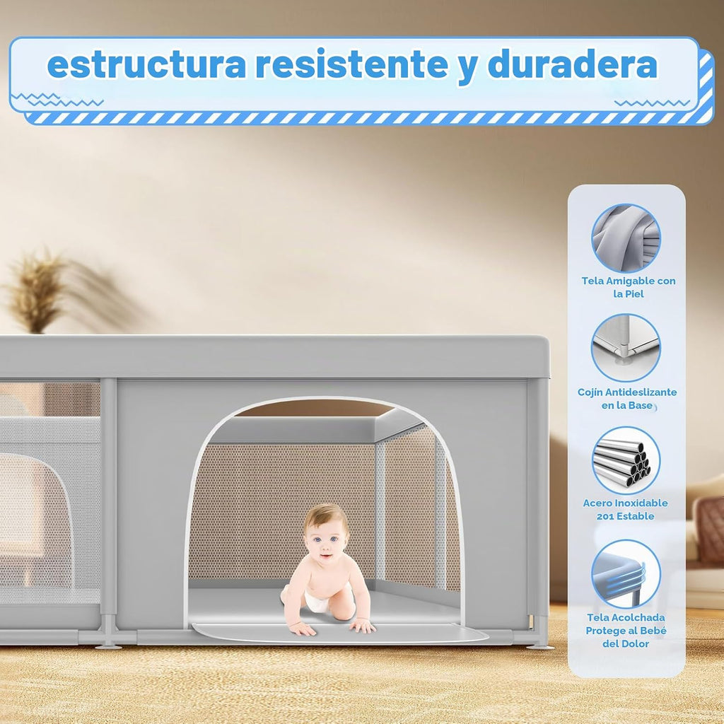 XVISHX Corralito para bebés, 79 x 79 pulgadas, corralito para bebés...