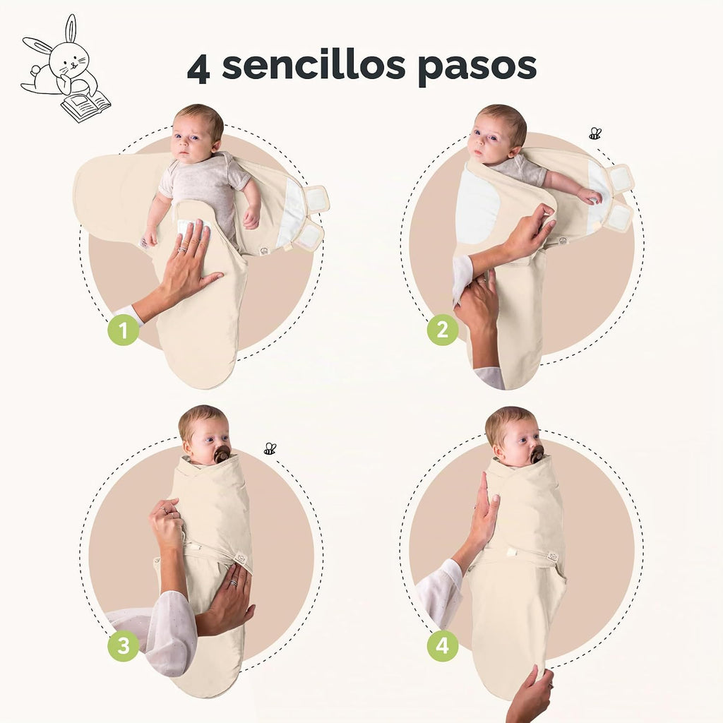 Paquete de 3 sacos de dormir envolventes orgánicos para bebé - Envo...