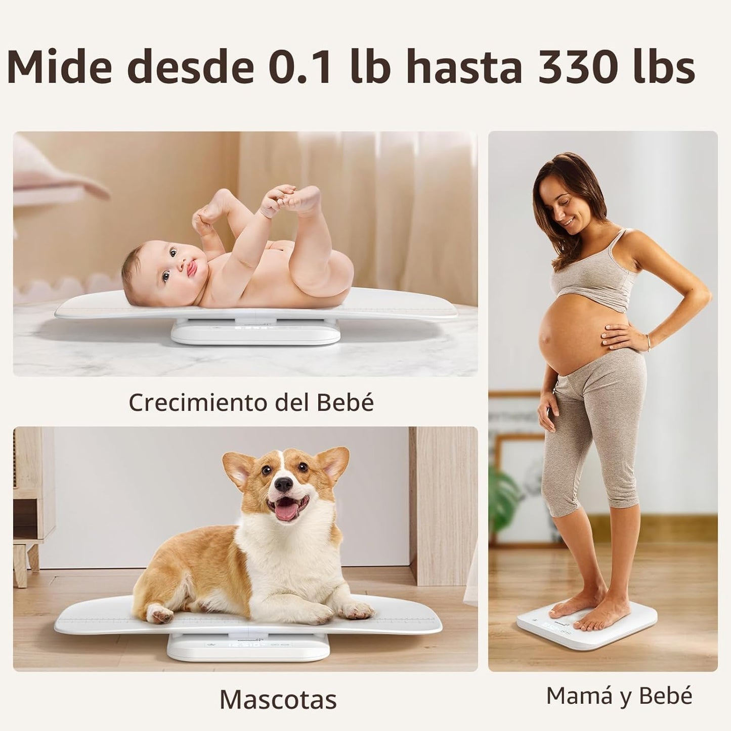 Báscula de bebé, báscula multifuncional para peso de bebé, báscula...