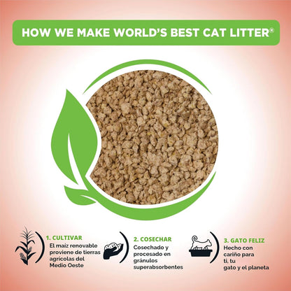 WORLD'S BEST CAT LITTER Múltiples gatos sin perfume, 15 libras,...