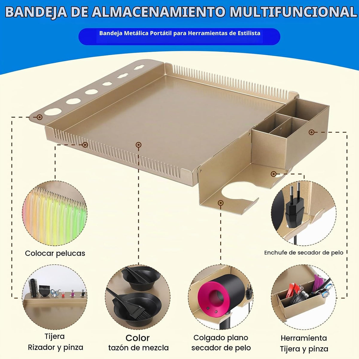 Bandeja rodante de salón con ruedas de altura ajustable - Bandeja d...