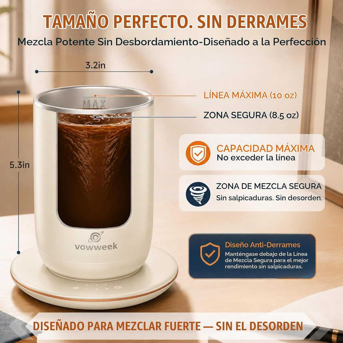 Taza de café con agitación automática, taza calentada de 10 oz con...