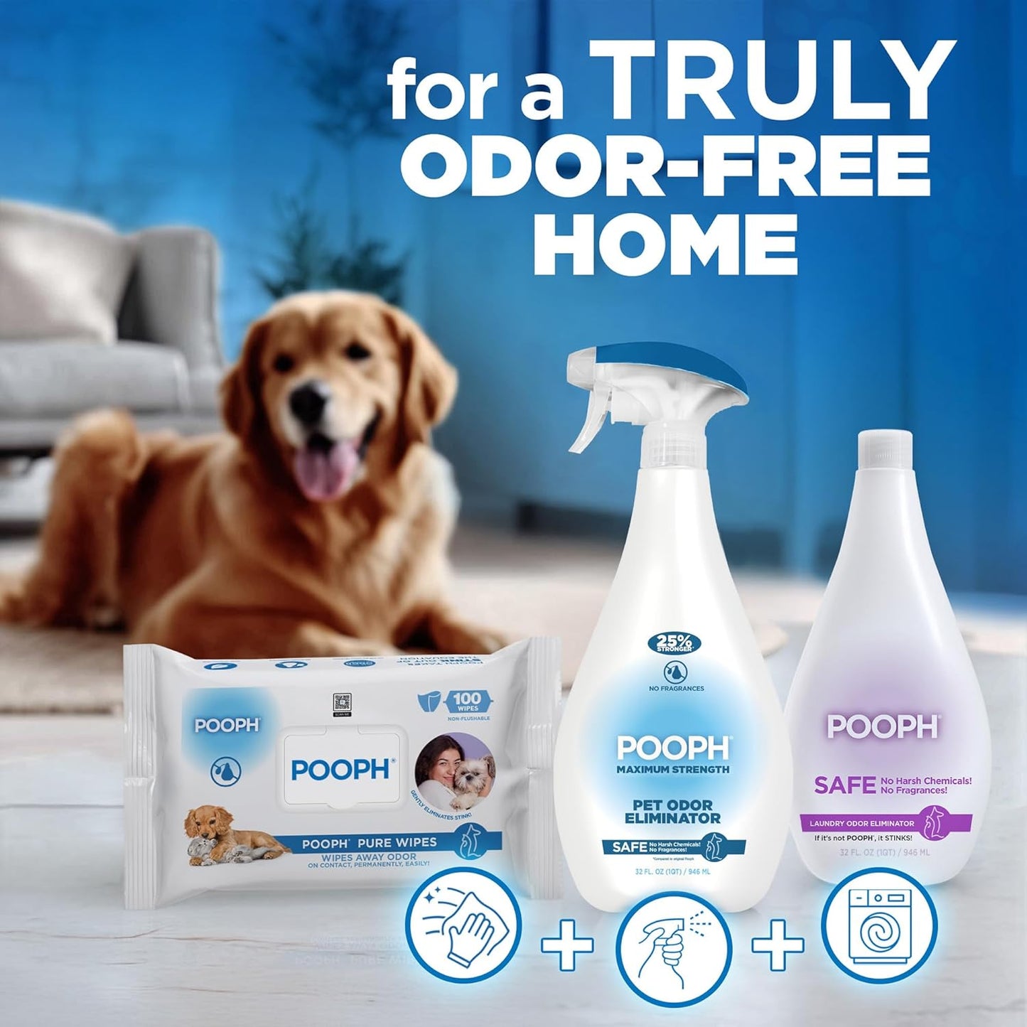 POOPH Plus - Spray eliminador de olores de mascotas de máxima resis...