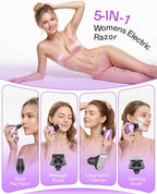 Maquinillas de afeitar eléctricas 5 en 1 para mujer, afeitadoras el...