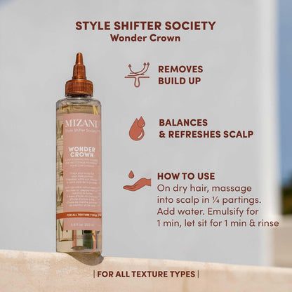 Mizani Wonder Crown - Limpiador de cuero cabelludo | Tratamiento de cuero cabelludo seco y caspa | Ayuda a estimular el crecimiento del cabello | Con aceite de árbol de té y menta | Para cuero cabelludo seco con picazón | 6.8 onzas líquidas