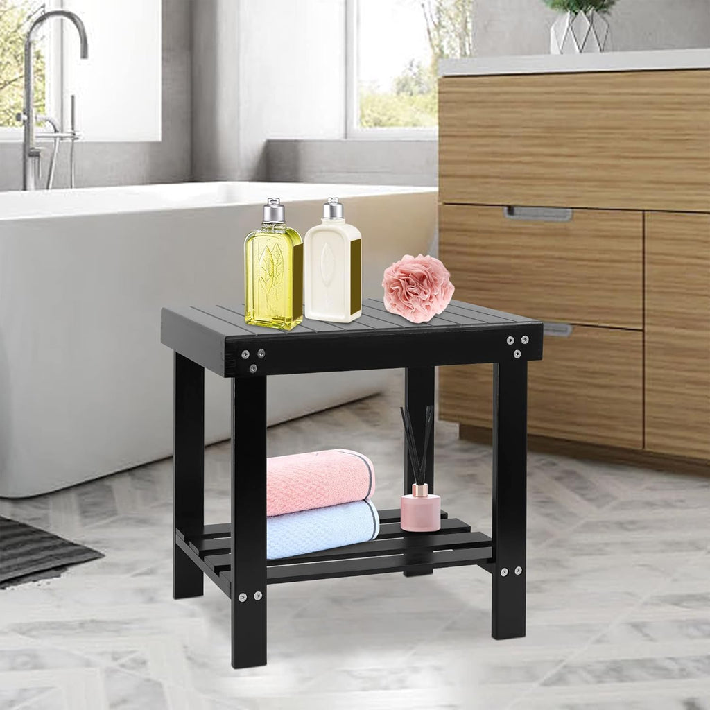 VaeFae Taburete de bambú para asiento de spa, reposapiés, taburete...