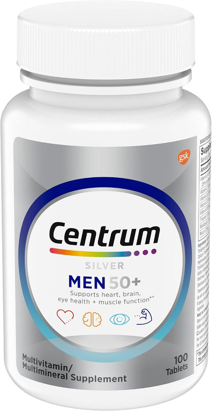 Centrum Multivitamínico de plata para hombres 50 Plus, suplemento m...