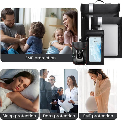 Bolsas Faraday a prueba de EMP, bolsa Faraday antirrastreo para teléfonos, computadoras portátiles, tabletas y llaves de coche, bolsas EMP con ignífugo e impermeable, jaula Faraday con asa