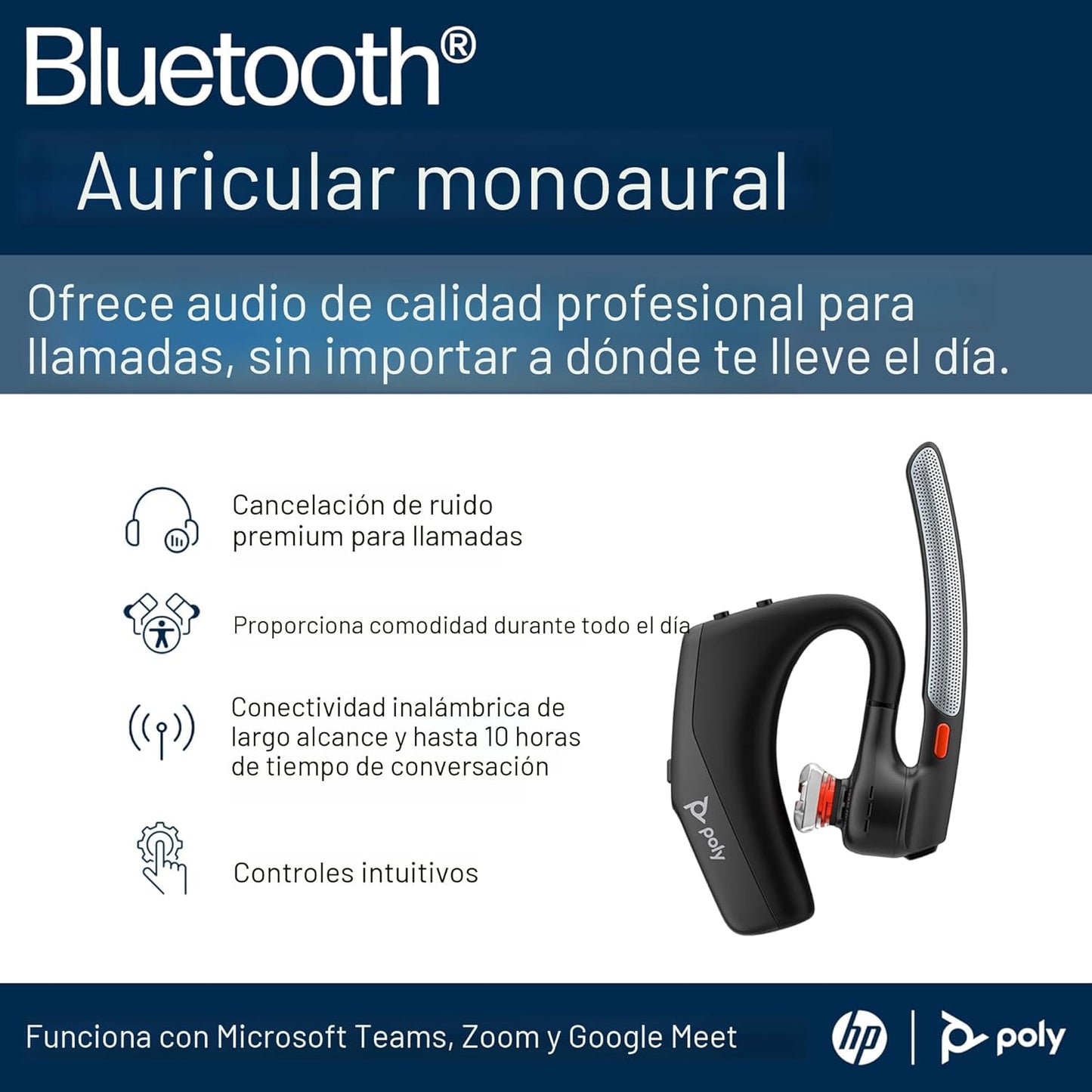 Poly Voyager Legend 30 - Auriculares Bluetooth con micrófono - Boom discreto y 4 micrófonos con cancelación de ruido - Tecnología WindSmart - Comodidad durante todo el día - Conectividad perfecta