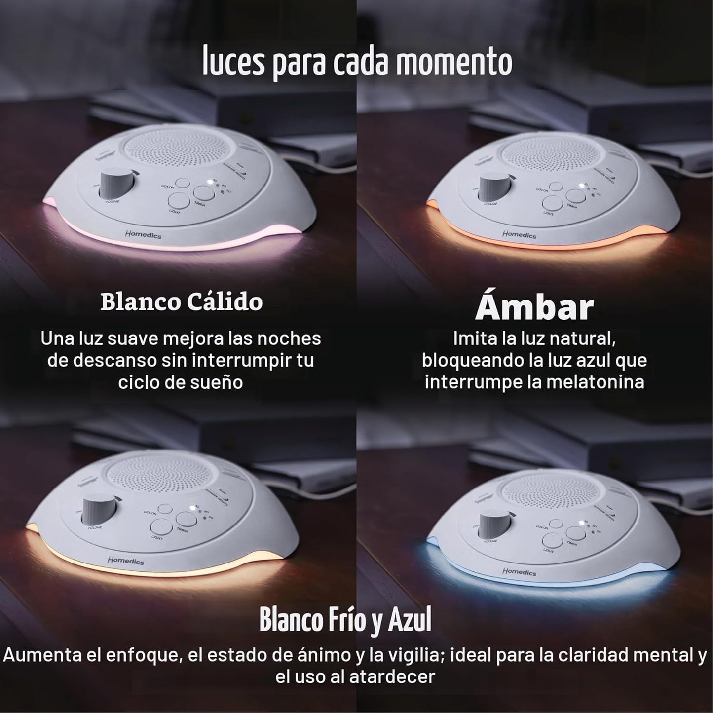 Homedics Sleep Better - Máquina de sonido portátil, luz nocturna, 1...